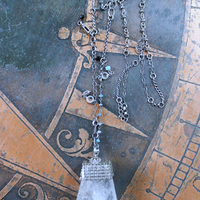 Single Soul Necklace with Amazing & Rare Double Point Clear Rock Quartz Pendant w/Sterling Mesh Cap,Sterling Chain Fragment Chain, Multiple Drops