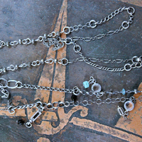 Single Soul Necklace with Amazing & Rare Double Point Clear Rock Quartz Pendant w/Sterling Mesh Cap,Sterling Chain Fragment Chain, Multiple Drops