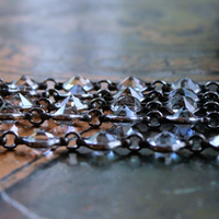Unique Bezel Set Faceted Pointed Crystal Bracelet Set with Antique French Medals