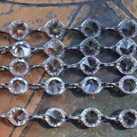 Unique Bezel Set Faceted Pointed Crystal Bracelet Set with Antique French Medals