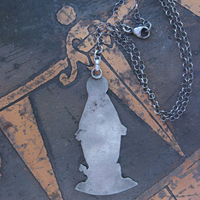 The Genesis of Love Necklace with Rare Virgin Mary and Serpent Pendant, Sterling Rolo Chain & Clasp
