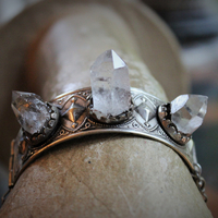 The Swords of Love Antique Gypsy Bracelet w/Crystal Rock Quartz Points,Sterling Engraved 3 Swords Tarot Medal,Faceted Rock Quartz,Antique Sterling Tassel + More!