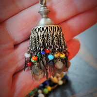 Raise You to the Heavens Bracelet w/12 Antique Mardi Gras Bead Strands,Antique Kuchi Gypsy Tassel,Antique Marian Medal,Antique Coptic Cross and Much More!