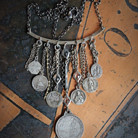 Come Holy Spirit Necklace w/RARE Antique Sterling French Vene Sancte Spiritus Medal,Antique Faceted Rock Crystal Connectors,6 Antique French Medals,Vintage & Antique Chain Fragments