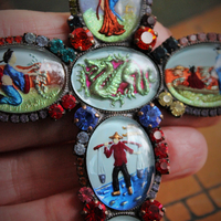 AMAZING & RARE Vintage Konplott Kyoto Parure with Cuff Bracelet,Earrings, 2 Cross Necklaces and Ring