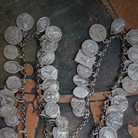 RARE Antique French Charm Necklace with Extraordinary 1914  Signed Penin Lyon Eucharist Apparition Medal and Dozens of Antique French Medals on Sterling Rolo Chain