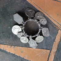 Tiny Antique French Medals Ring w/10 Antique French Medals - Free with Purchase of Charm Necklace!