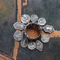 Tiny Antique French Medals Ring w/10 Antique French Medals - Free with Purchase of Charm Necklace!