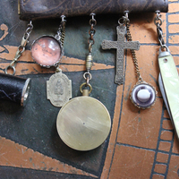 The Journey Necklace with Antique Leather Pouch, Removable Compass, Mini Telescope & Pocket Knife, Glass Moon Image Orbs & More!