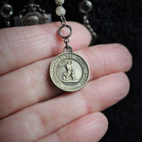 Jacket/Shawl Pin Closure w/Rare Antique Penin Poncet Archangel Michael Medal,Rare Antique Sterling Stanhope Chapel,Antique Engraved Mother of Pearl Finding & More!