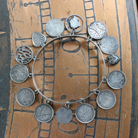 NEW! Incredible Antique Victorian Love Token Bracelet Set of 3 - Amazing Variety of1800's Coin Size & Type, Monograms and Dangles!