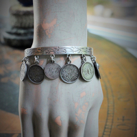 NEW! Incredible Antique Victorian Love Token Bracelet Set of 3 - Amazing Variety of1800's Coin Size & Type, Monograms and Dangles!