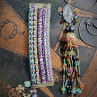 Bohemian Sacred Heart Medal & Beaded Tassel Flapper Length Necklace 