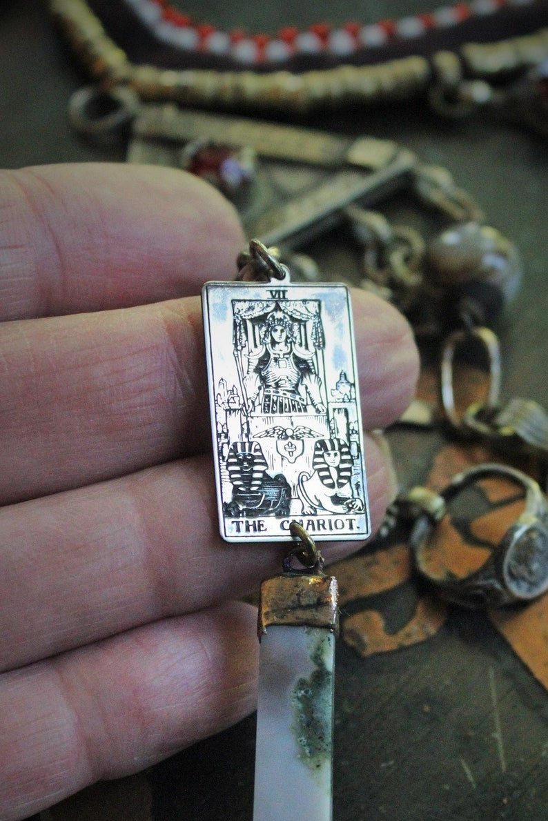 The Journey Necklace w/Antique Kuchi Gypsy Findings,Sterling The Chariot Tarot Medal,Antique Sterling Found Child's Ring +Much More!