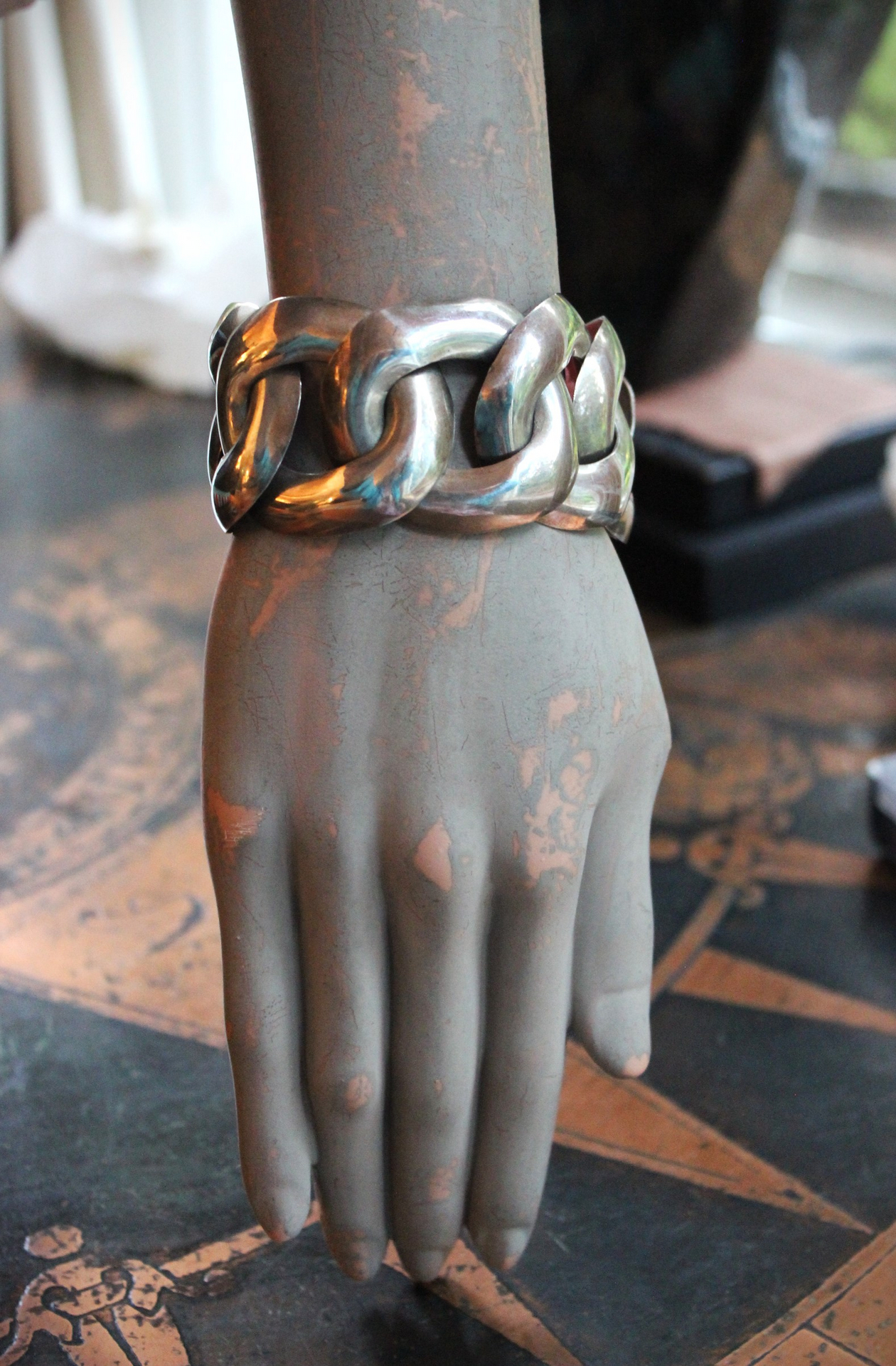 Exceptional Mid-Century Wide Sterling Taxco Articulating Link Bracelet  