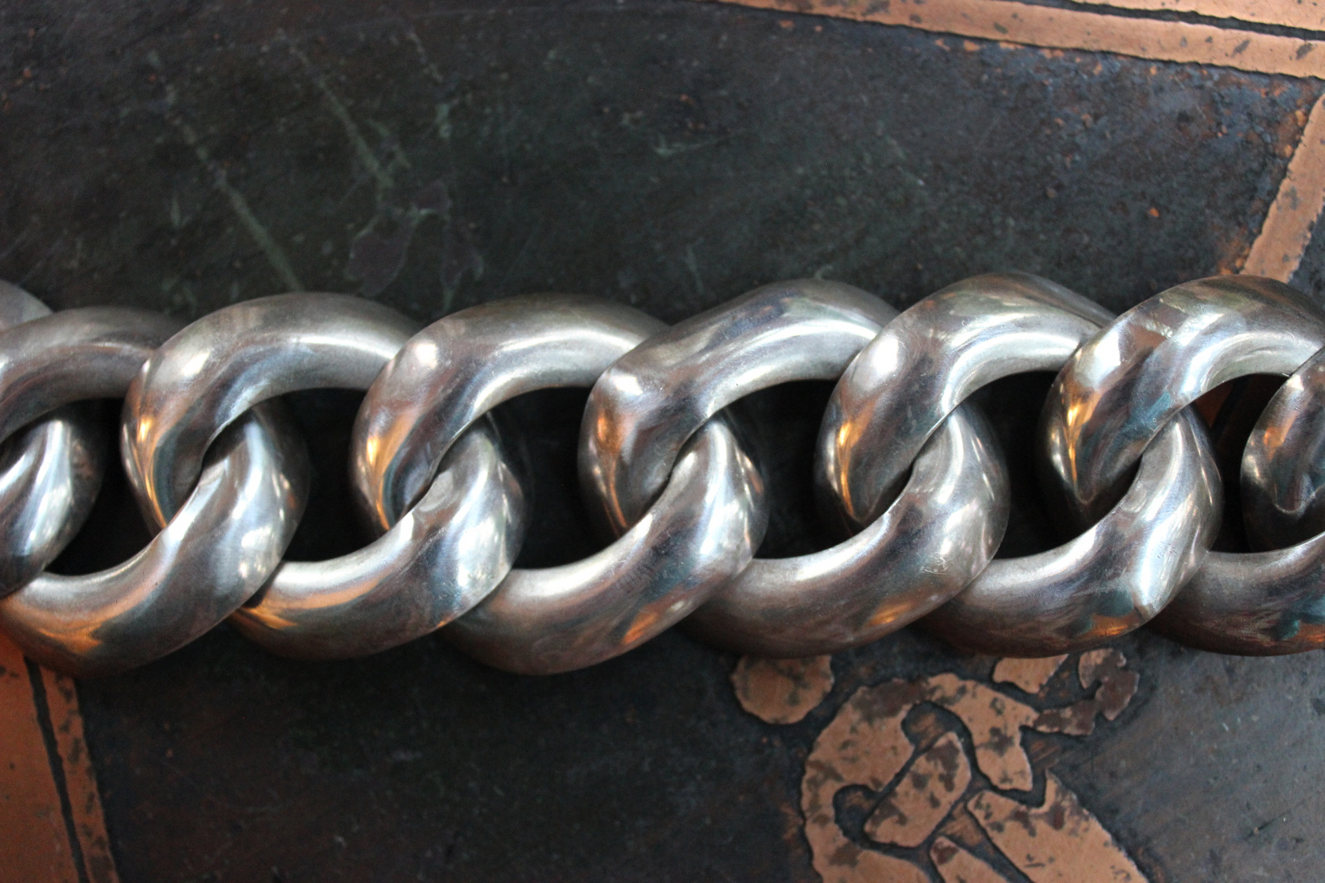 Exceptional Mid-Century Wide Sterling Taxco Articulating Link Bracelet  