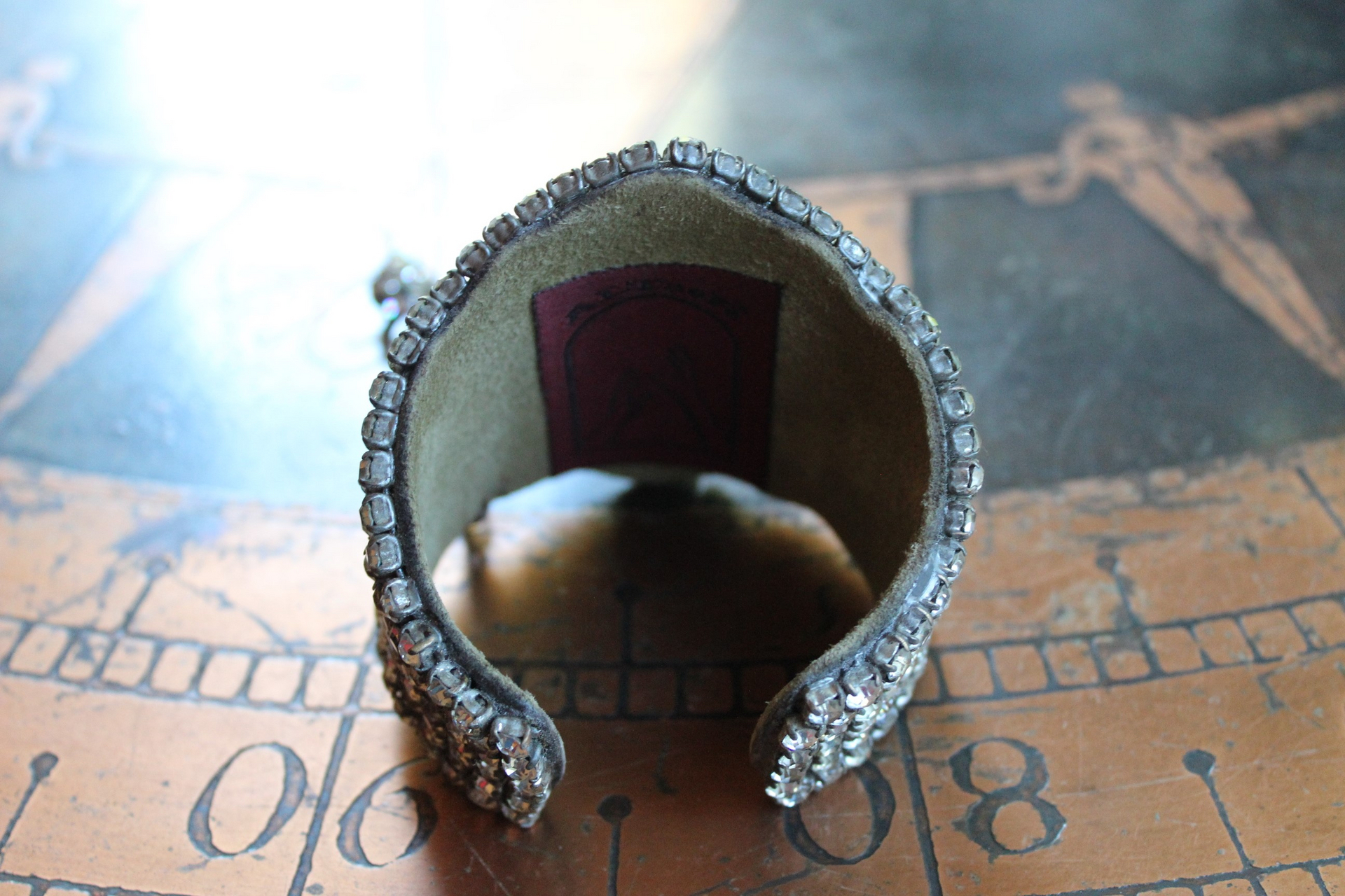 Antique Faceted Rhinestone Cuff Bracelet with Rare Antique French Ave Maria Medal, Antique Sterling Bead Point Cross, Antique Sterling Reliquary Locket & More!
