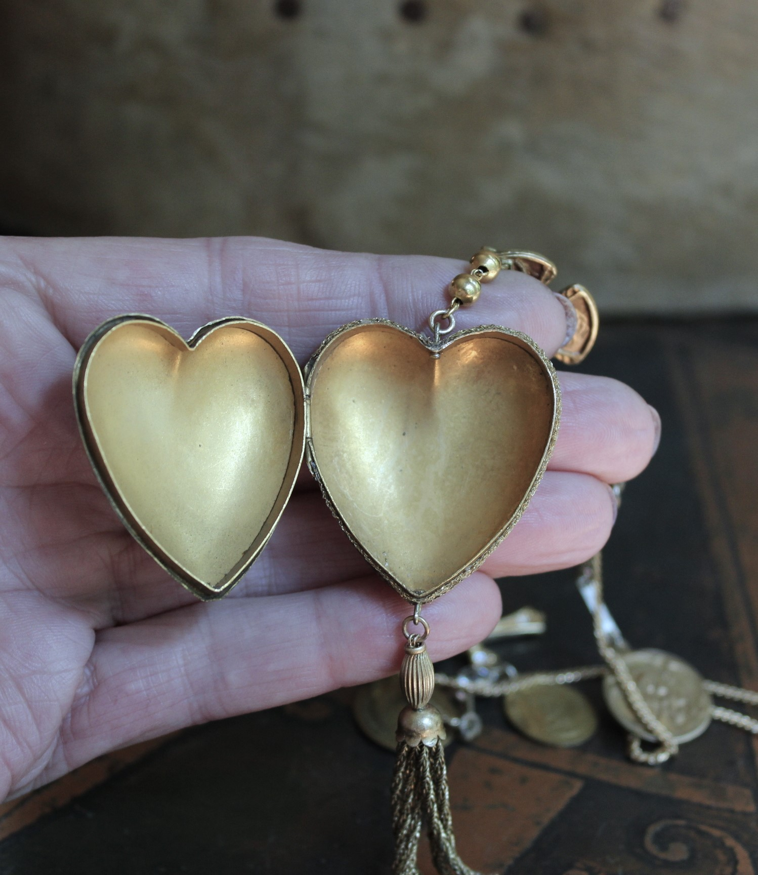 The Life of the Soul Necklace w/Small Antique French Engraved Ex Voto Locket, Antique Stanhope Cross Antique European Medals, Rare 4 Way Scapular Cross & More!