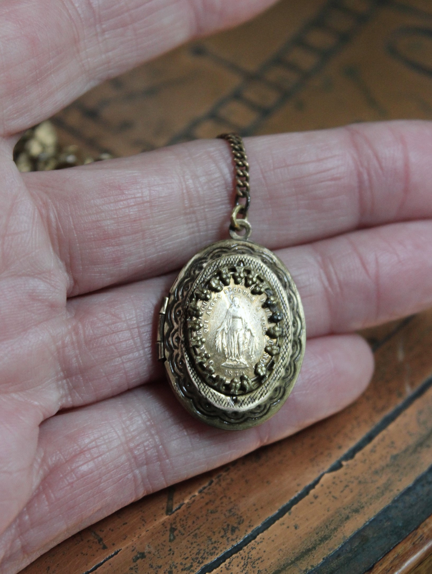 Antique Engraved Ex Voto Necklace with Amazing Faceted Blood of Christ Garnet,Marian Locket,Antique Medals & More!
