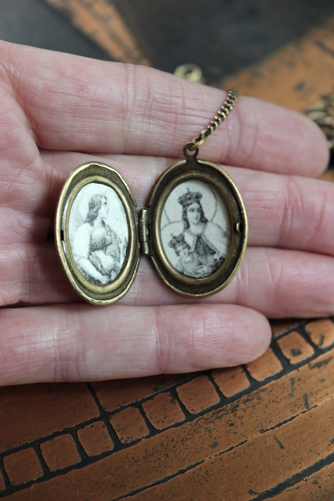 Antique Engraved Ex Voto Necklace with Amazing Faceted Blood of Christ Garnet,Marian Locket,Antique Medals & More!