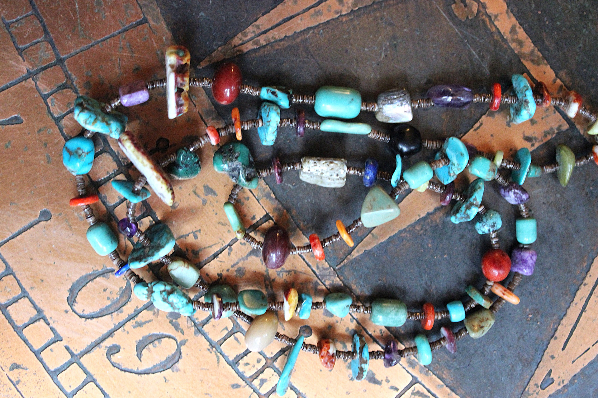 Mind, Body, Spirit Necklace Set w/Sterling Capped Water Clear Quartz Point,Butter Soft Leather Tassel & Amazing Antique Indian Beads