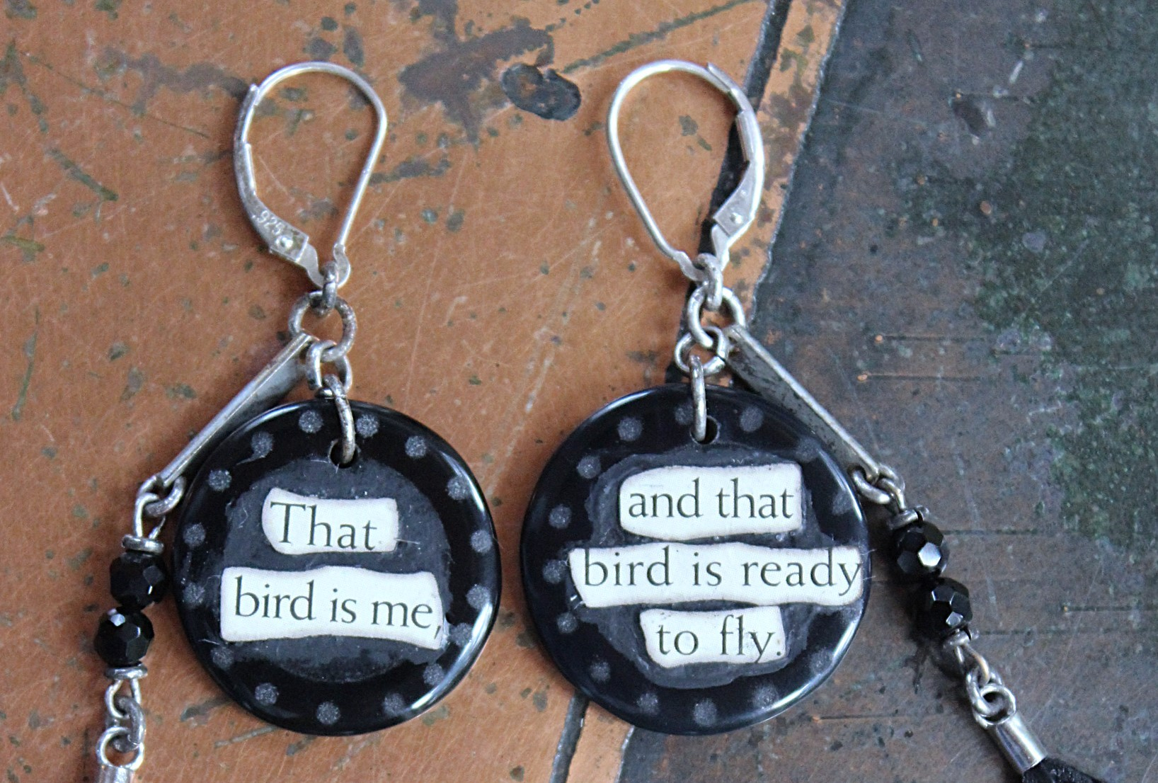 That Bird is Me Earrings with Sterling Capped Raven Feathers,Unique Onyx Findings,Sterling Earring Leverbacks