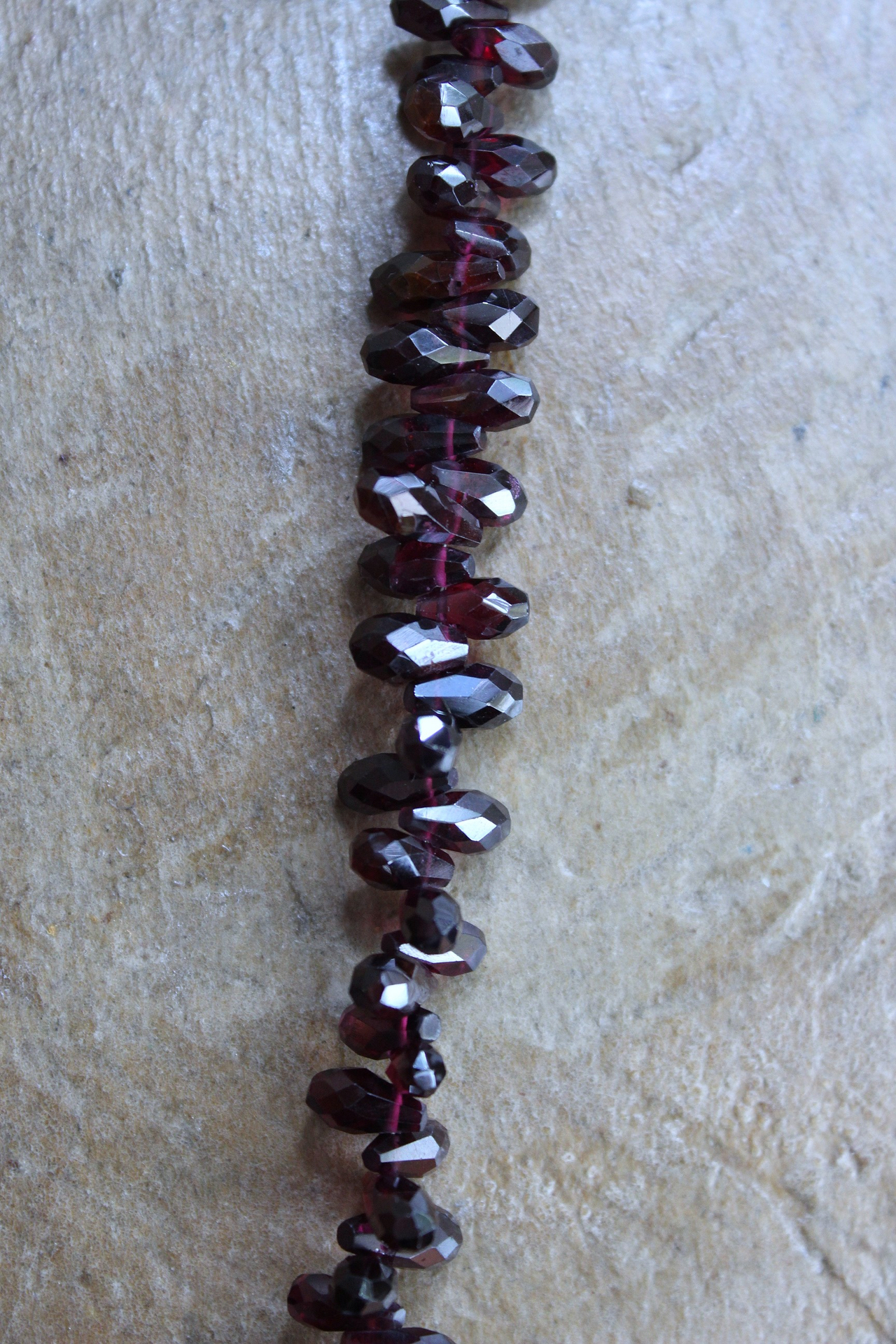 Courage and Hope Necklace with Hundreds of AAA Faceted Almandine Tear Drops, Unique Black Silk Tassel