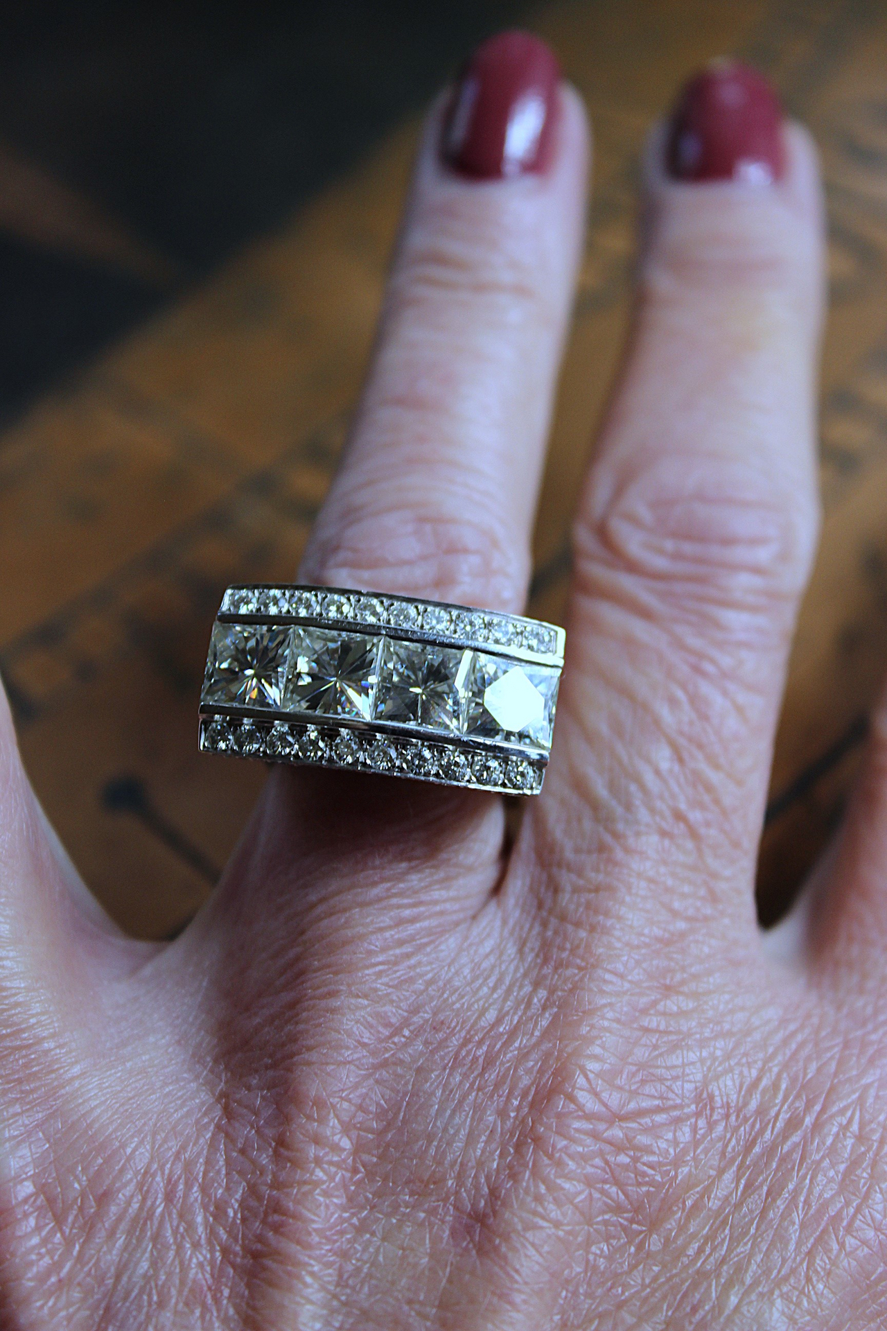 Custom Made One of a Kind 14 White Gold Certified Charles and Colvard 10.48 Carat Moissanite Ring