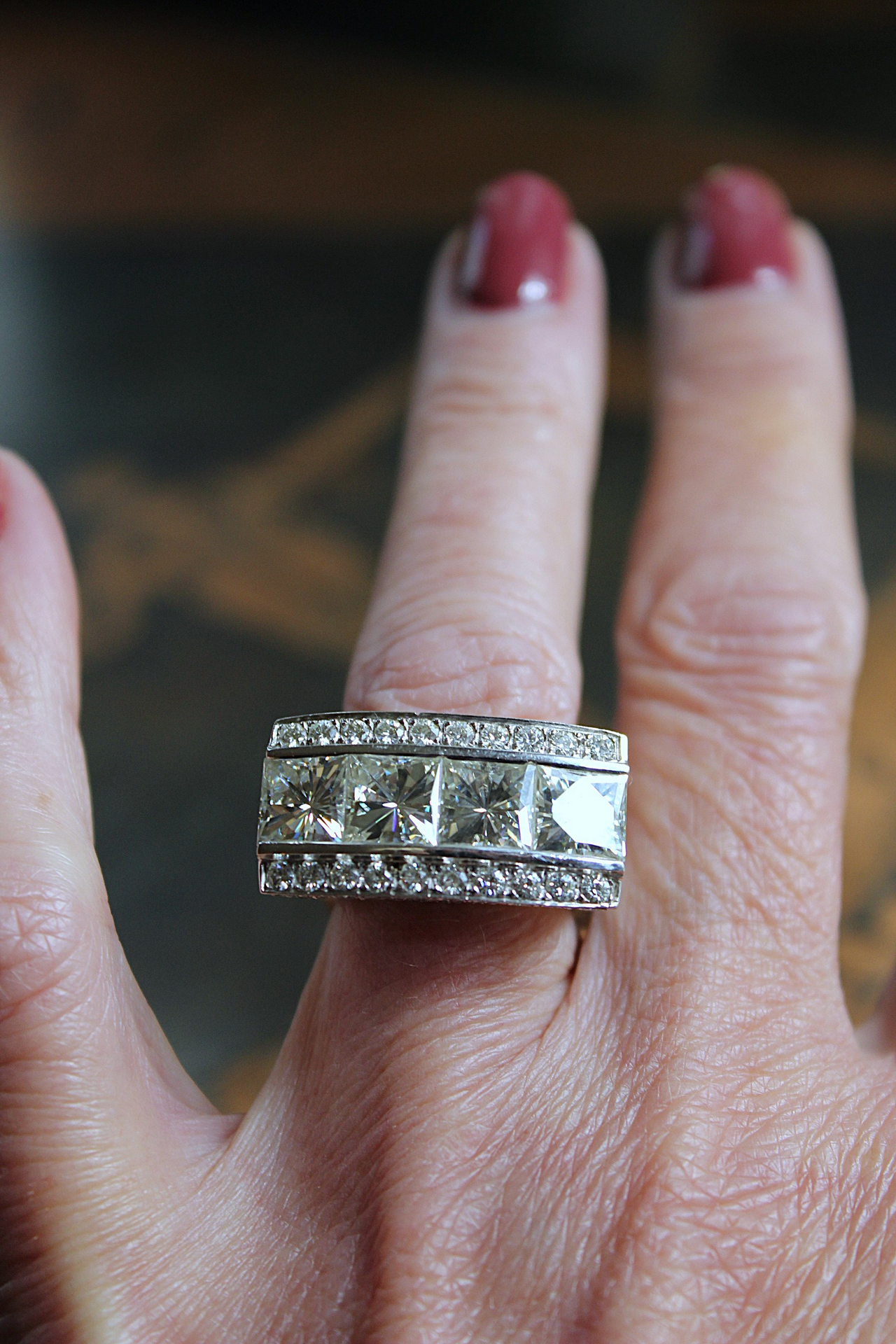 Custom Made One of a Kind 14 White Gold Certified Charles and Colvard 10.48 Carat Moissanite Ring