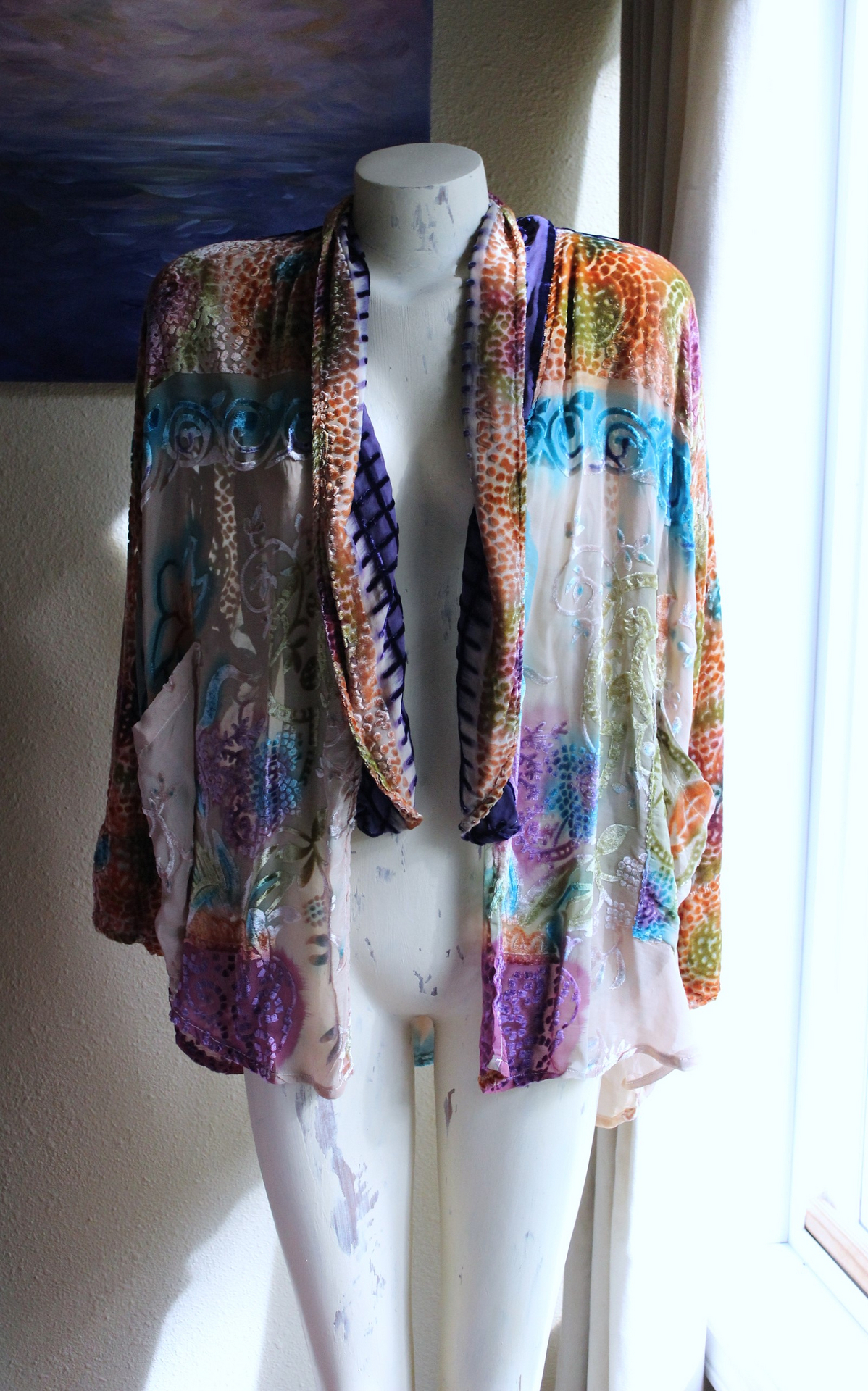 NEW! Vintage URU by Kristine St. Rrik Art to Wear Silk Velvet Short Duster
