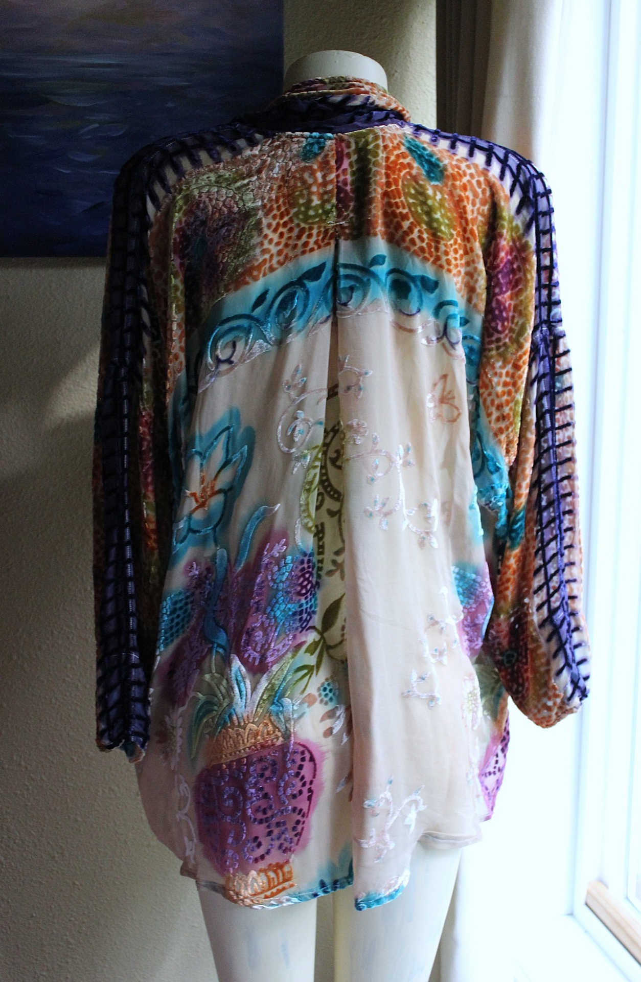 NEW! Vintage URU by Kristine St. Rrik Art to Wear Silk Velvet Short Duster