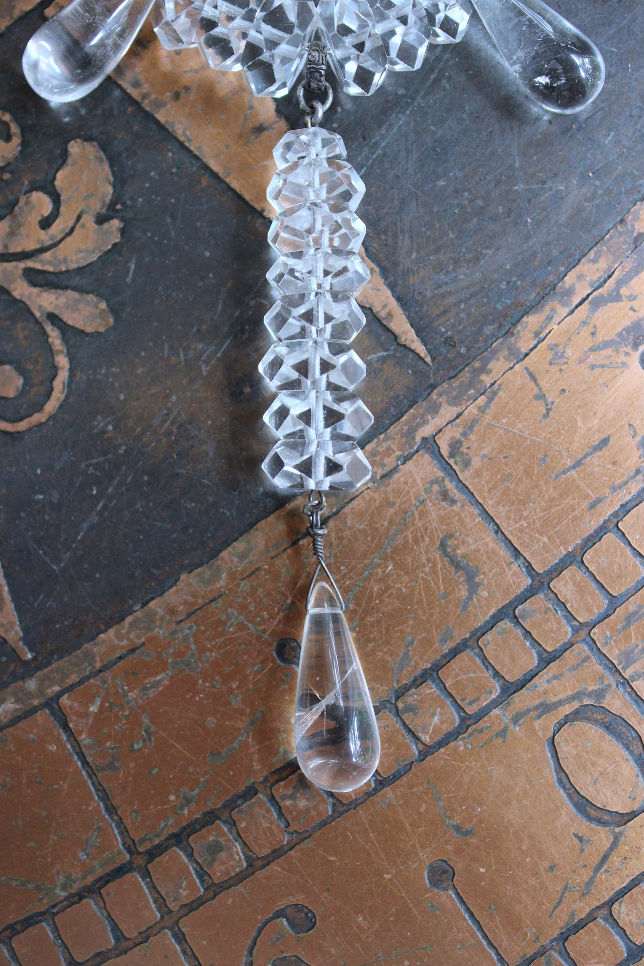 NEW! When you Can't Find the Words Necklace with Polished Clear Rock Quartz Tear Drops, Faceted Rock Quartz Crystal Beads, Sterling Chain