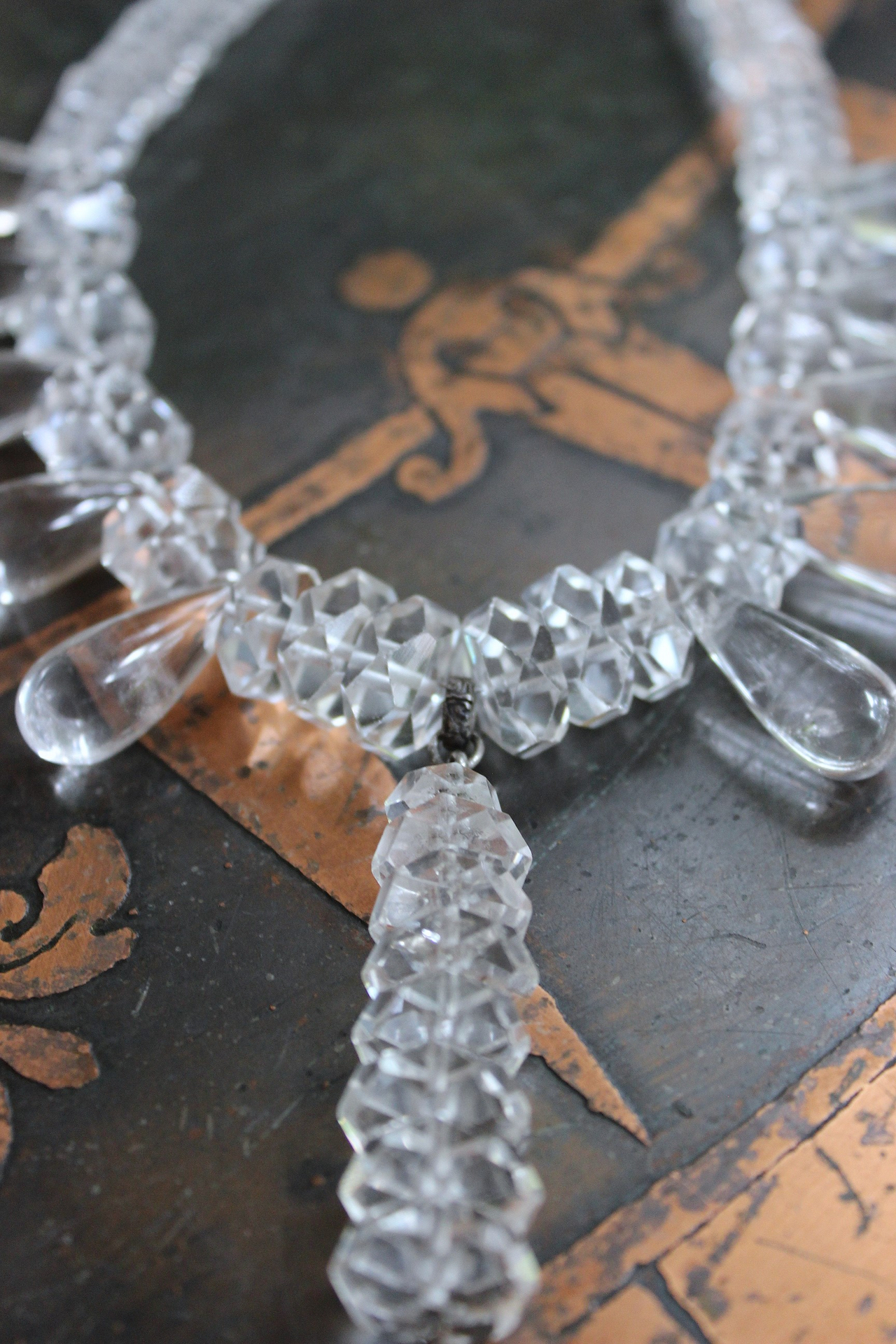 NEW! When you Can't Find the Words Necklace with Polished Clear Rock Quartz Tear Drops, Faceted Rock Quartz Crystal Beads, Sterling Chain