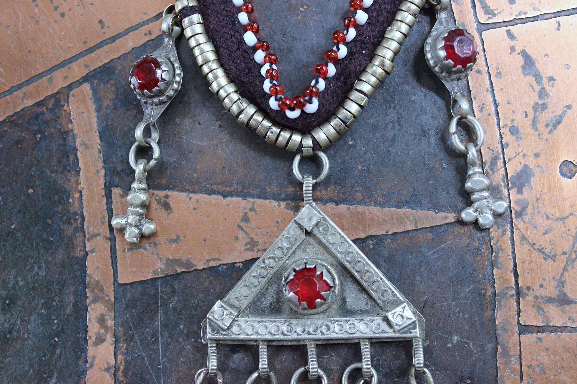 A Tale of Love Necklace with Antique Beaded Glass Vessel,Antique Sterling Snake Ring,Sterling Engraved The Chariot Tarot Card & More!