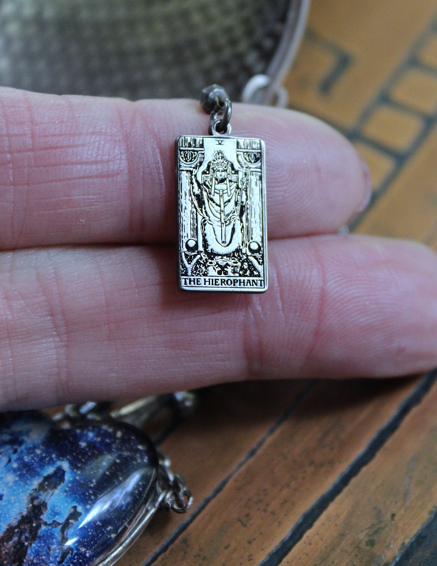 The Heirophant Wide Sterling Weave Cuff Bracelet with Heart Shaped Glass Pillars of Creation,Sterling Engraved Heirophant Medal, Sterling Stars & More!