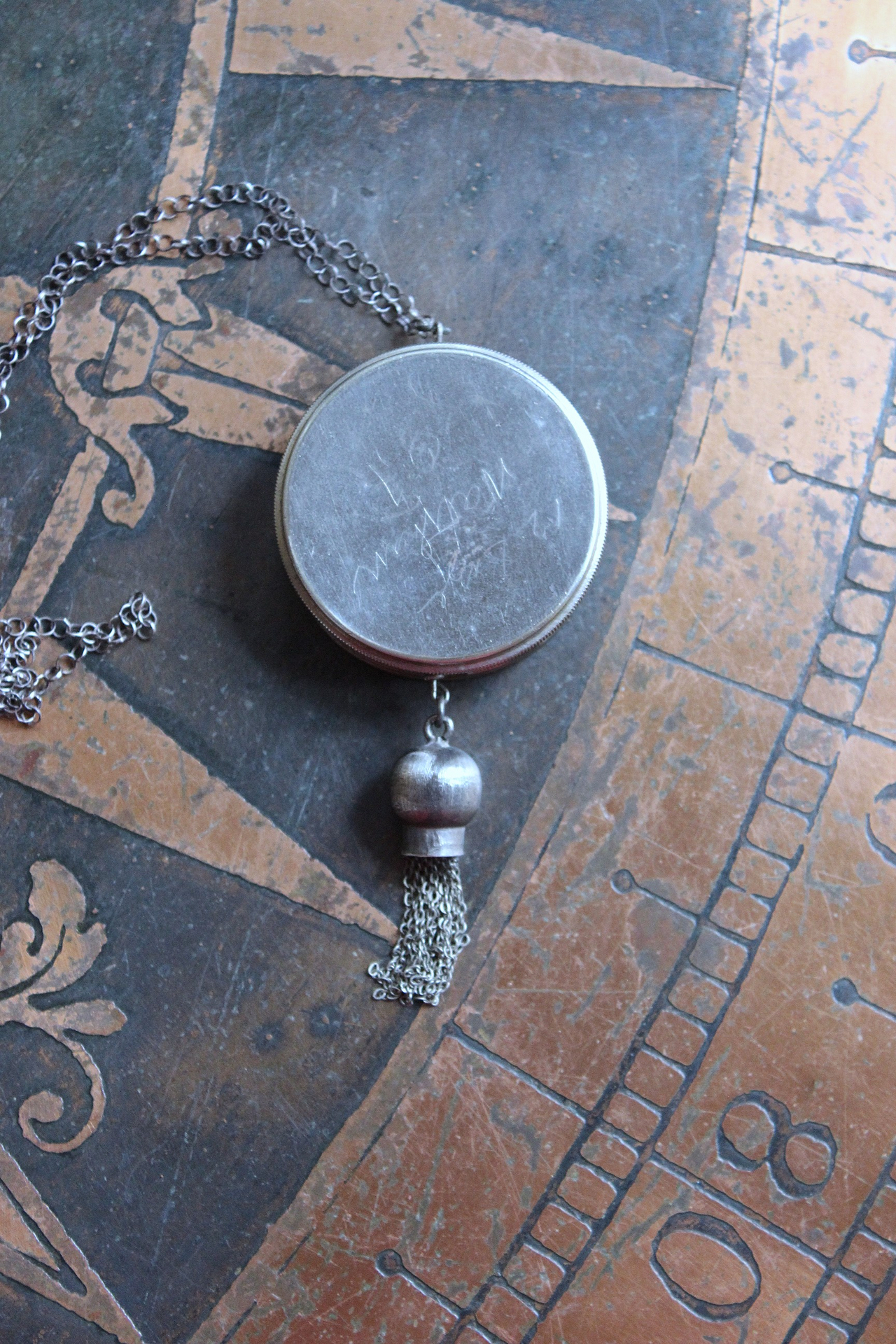 Rare Gem Collection Necklace with 9 Faceted Gemstones,Antique Pocket Watch Case, Sterling Belcher Chain and Sterling Tassel