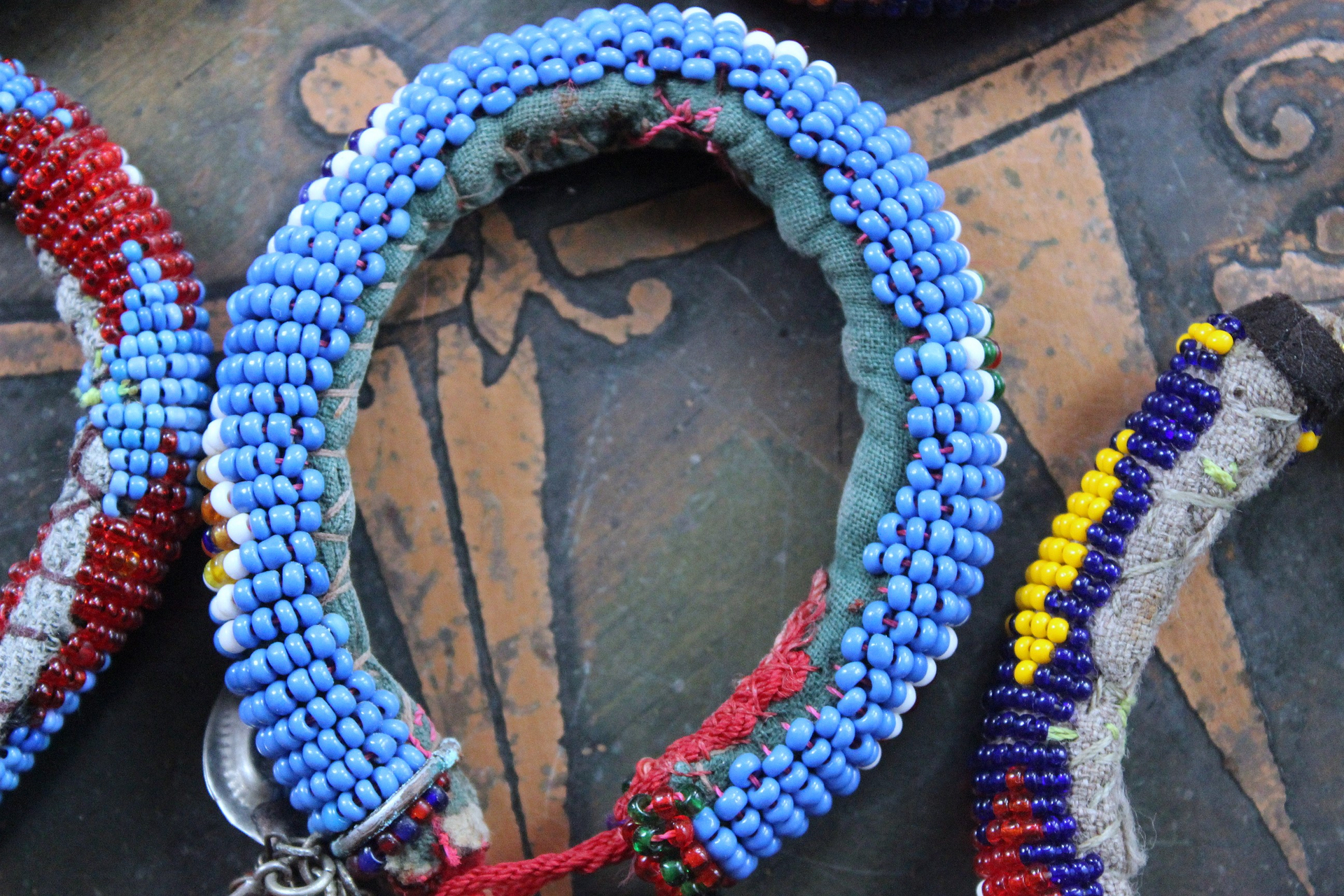 Set of 6 Authentic Tribal Seed Bead Bracelets with Various Drops & Dangles
