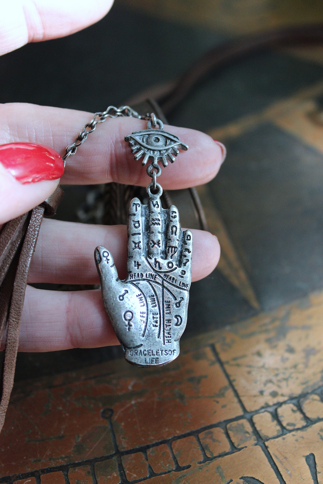 NEW! The Other Eye Necklace with Unusual Antique Pocket Watch Container, Sterling Findings,Vintage Palmistry Medal, All Seeing Eye Connector & More!