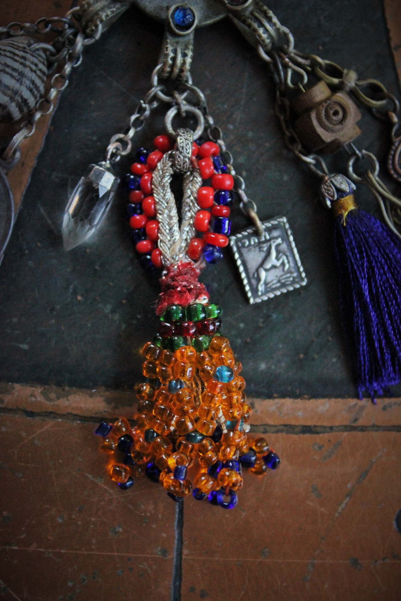 The Presence of God Wide Cuff Bracelet w/Amazing Gypsy Cuff,Antique & Vintage Medals and Drops,Beaded Banjara Tassel,Faceted Quartz Point & More!