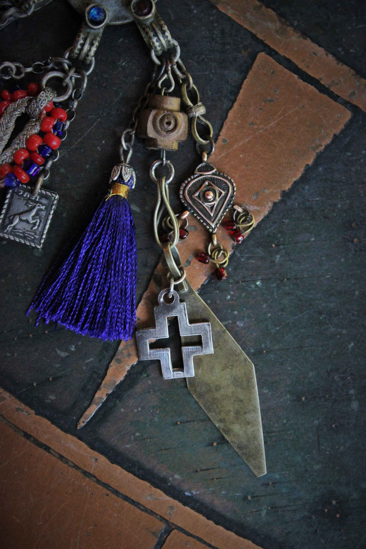 The Presence of God Wide Cuff Bracelet w/Amazing Gypsy Cuff,Antique & Vintage Medals and Drops,Beaded Banjara Tassel,Faceted Quartz Point & More!
