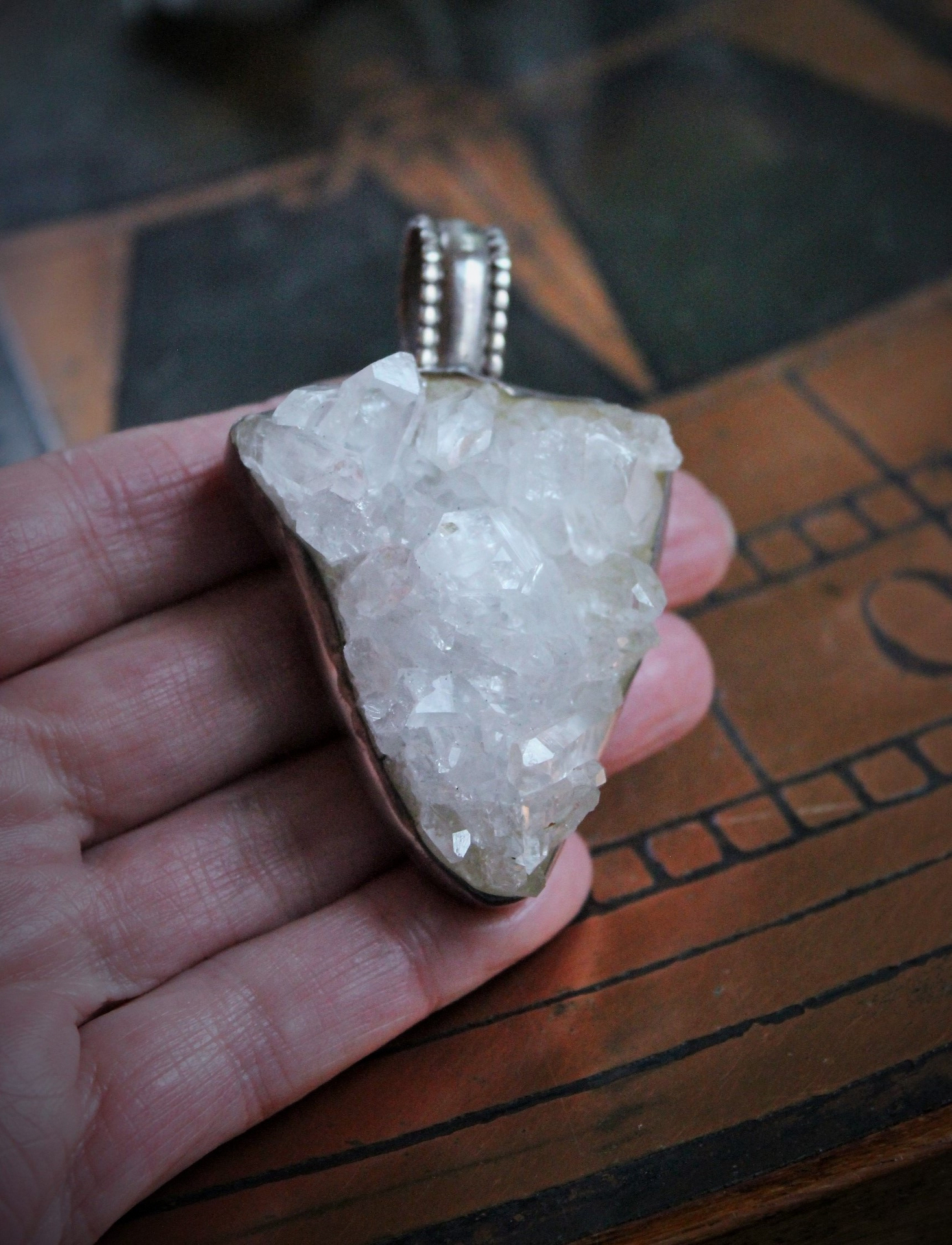 SOLD TO D SOLD TO D SOLD TO D Bless this Earth Vintage Rock Quartz Sterling Cuff & Pendant Set by Rebecca Collins