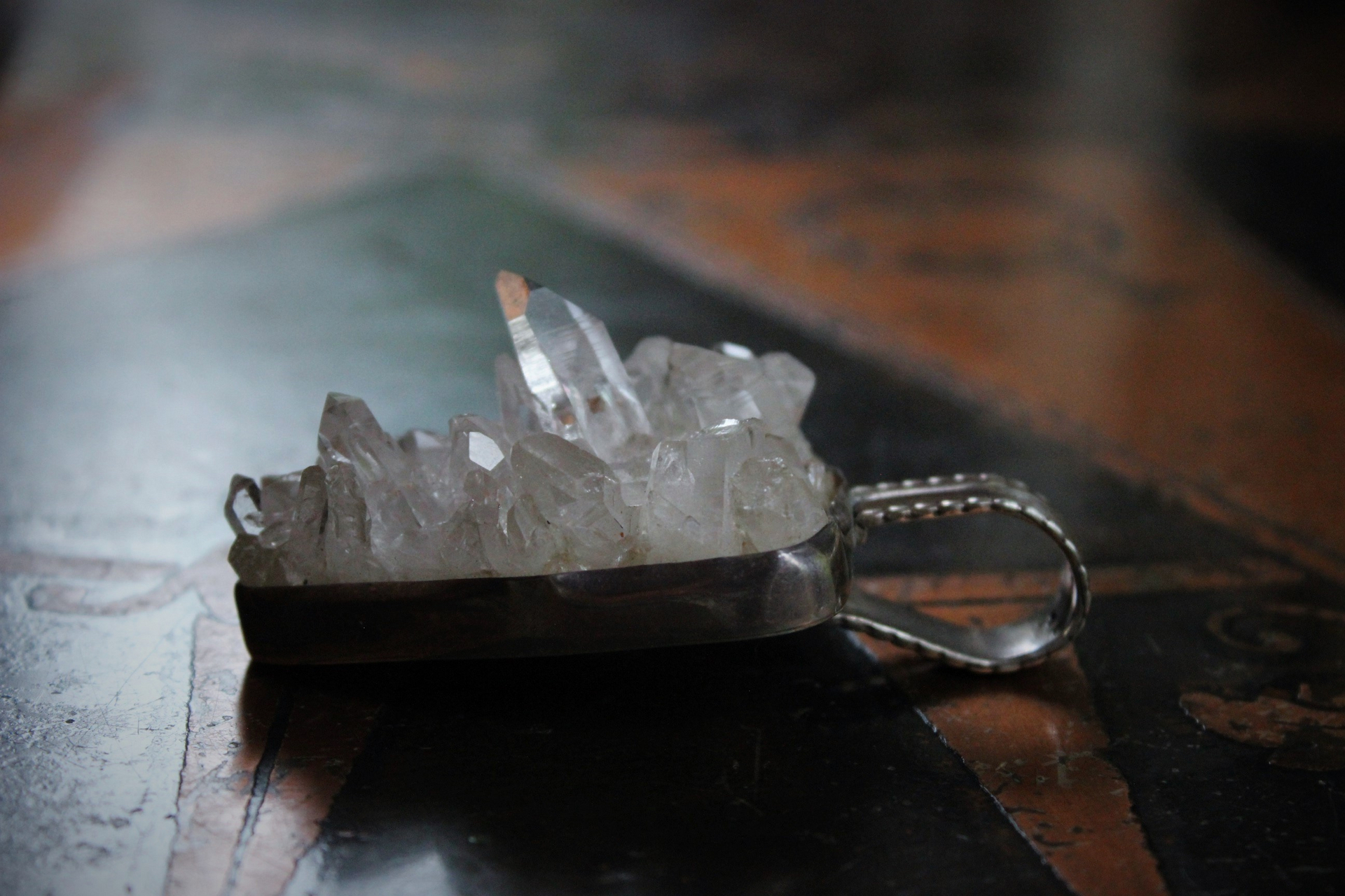 SOLD TO D SOLD TO D SOLD TO D Bless this Earth Vintage Rock Quartz Sterling Cuff & Pendant Set by Rebecca Collins