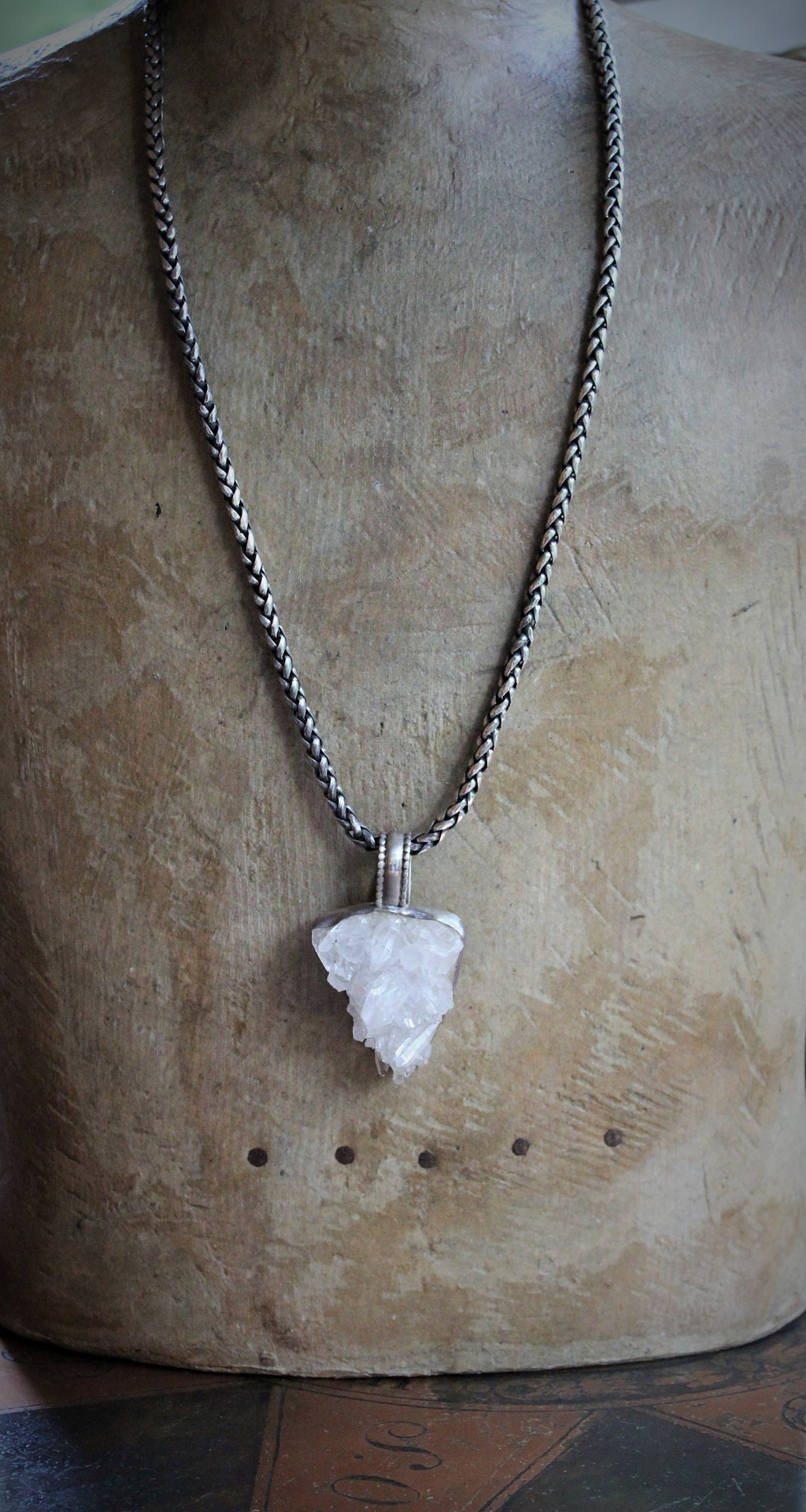 SOLD TO D SOLD TO D SOLD TO D Bless this Earth Vintage Rock Quartz Sterling Cuff & Pendant Set by Rebecca Collins