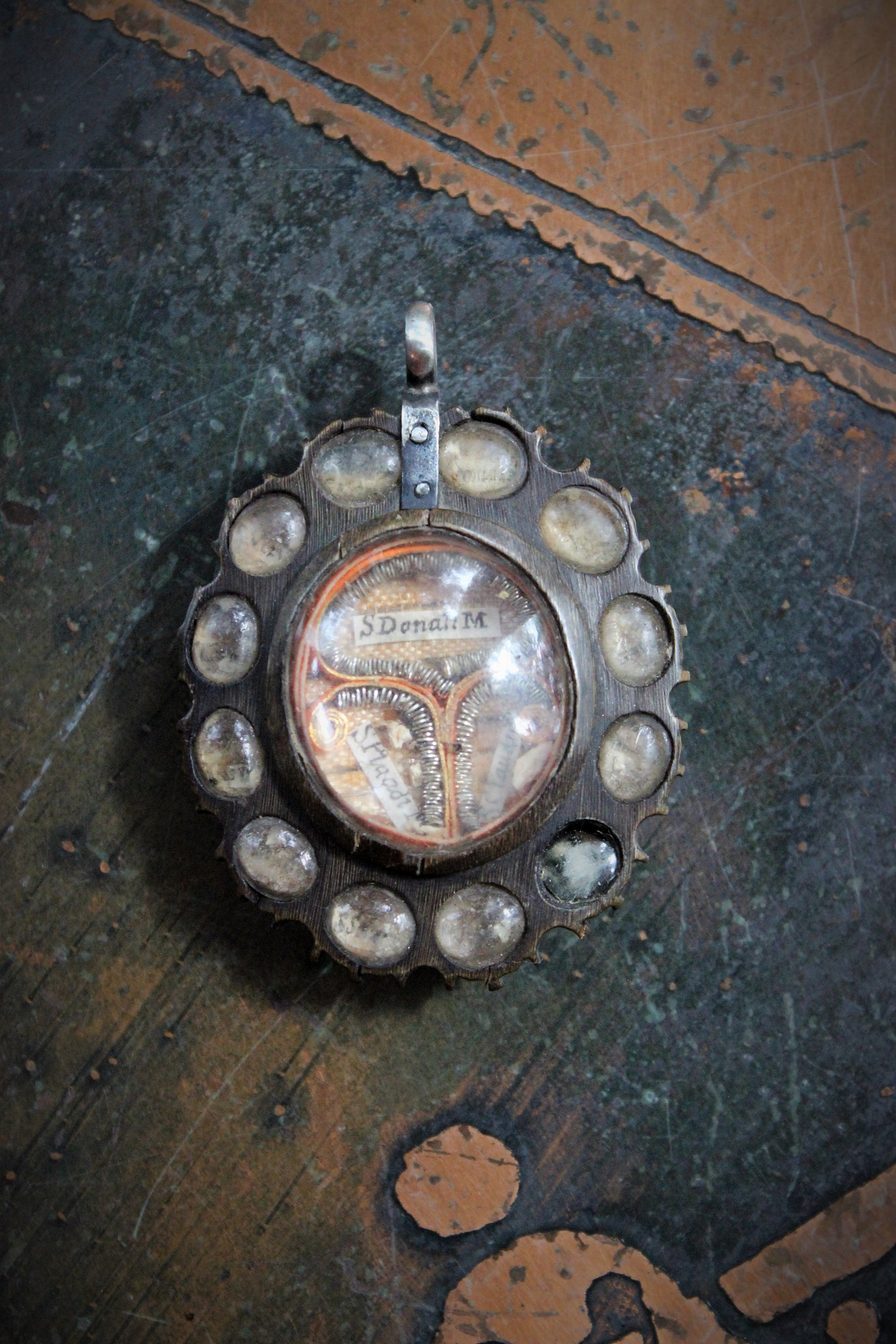 Incredibly Rare Antique 18th Century (or Earlier!)  Carved Wood Relic Pendant with 30 Relics