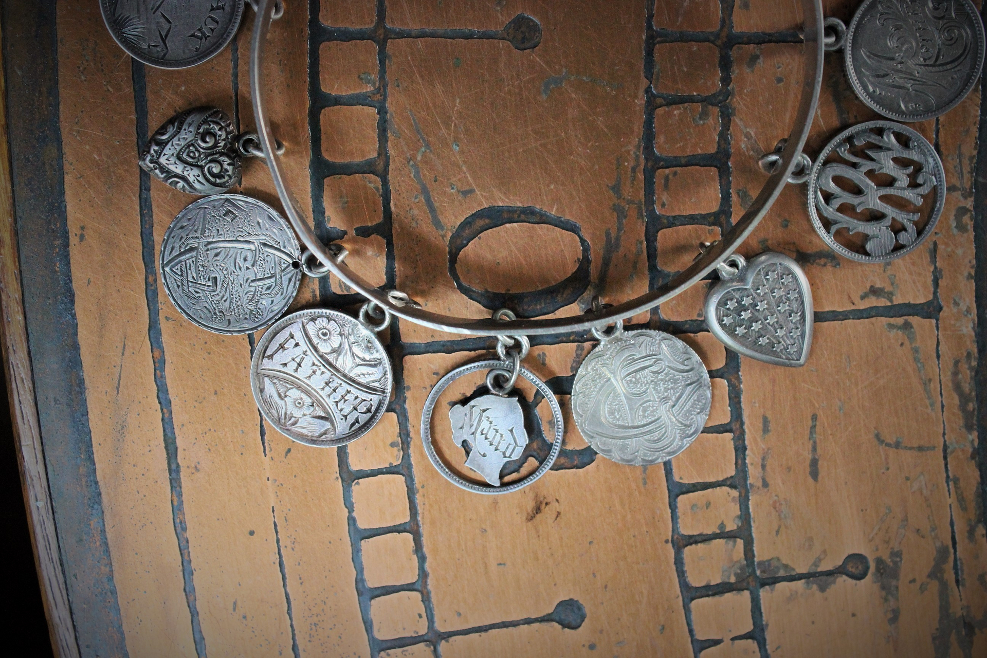 NEW! Incredible Antique Victorian Love Token Bracelet Set of 3 - Amazing Variety of1800's Coin Size & Type, Monograms and Dangles!