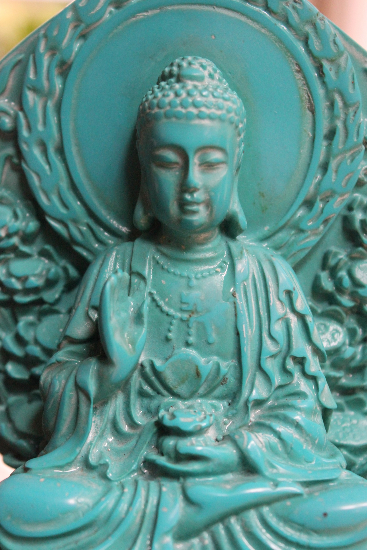 Antique Carved Buddha Statue - entirely made from Reconstituted Turquoise!