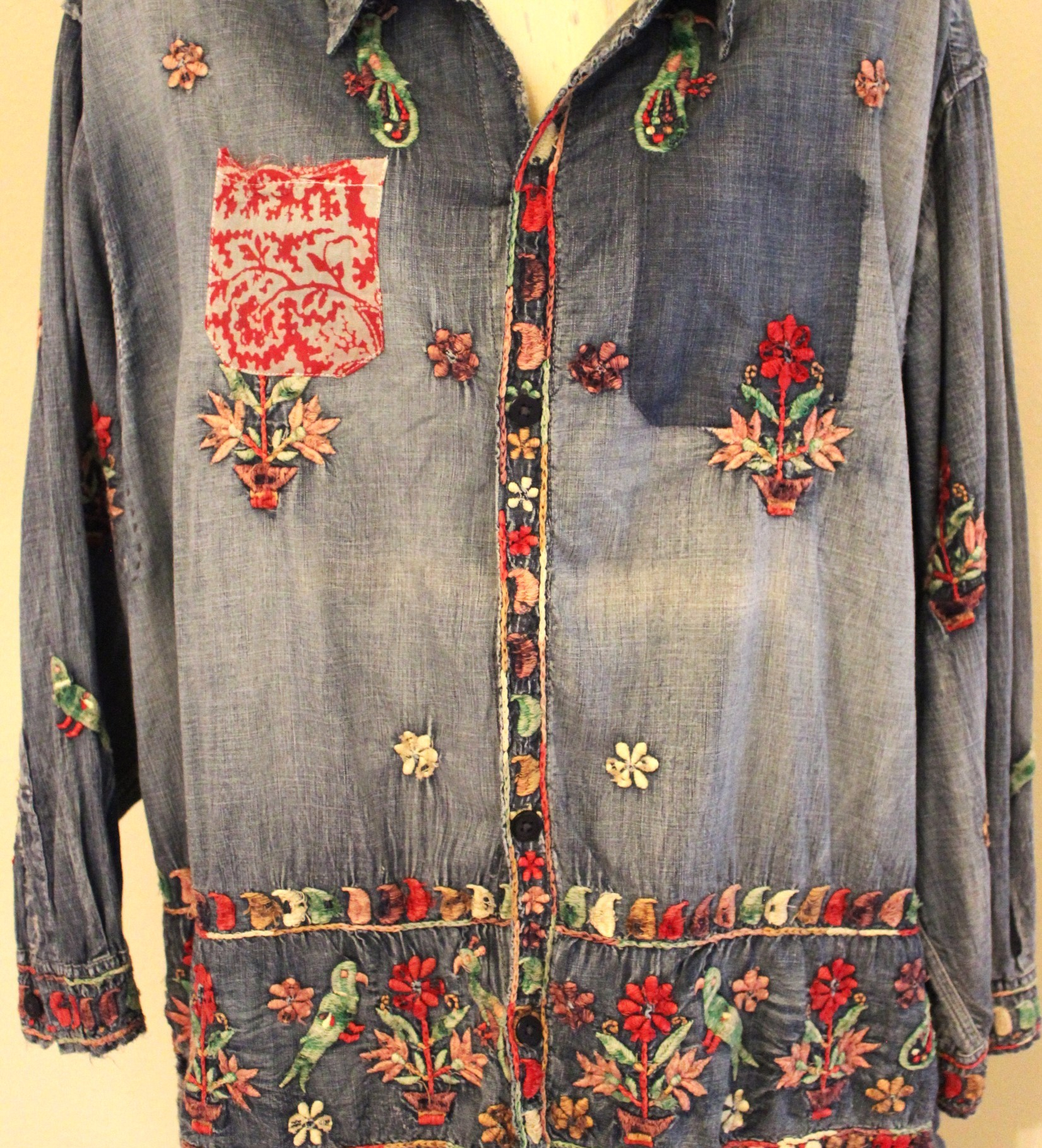 Magnolia Pearl Embroidered Sanforized Denim Shirt - long retired and rare!
