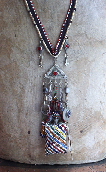 NEW! A Tale of Love Necklace with Antique Beaded Glass Vessel,Antique Sterling Snake Ring,Sterling Engraved The Chariot Tarot Card & More!