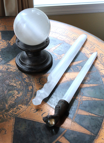 Light of the Moon Collection with 2 Amazing Selenite Swords, Selenite Orb and Stand
